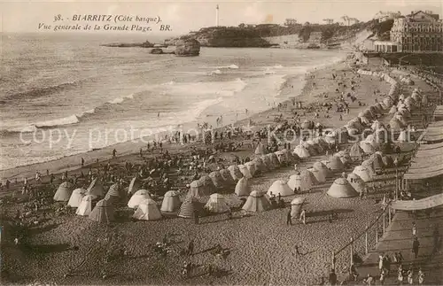 AK / Ansichtskarte  Biarritz_Pyrenees_Atlantiques Vue generale de la Grande Plage  Biarritz_Pyrenees