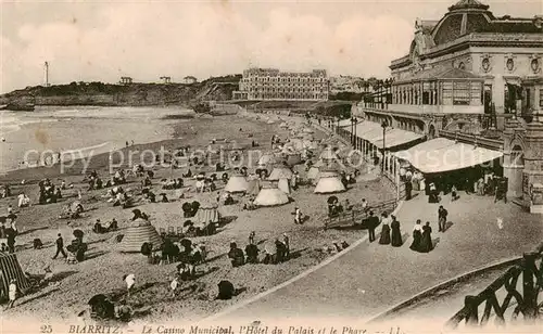 AK / Ansichtskarte  Biarritz_Pyrenees_Atlantiques Le Casino Municipal Hotel du Palais et le Phare Biarritz_Pyrenees