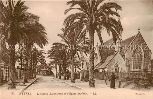 AK / Ansichtskarte  Hyeres-les-Palmiers_83_Var Avenue Beauregard et lEglise anglaise 