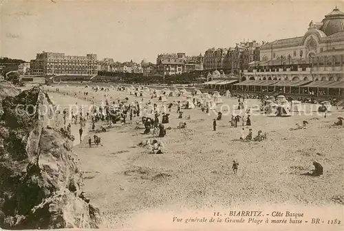 AK / Ansichtskarte 13798709 Biarritz_Pyrenees_Atlantiques Vue generale de la Grande Plage a maree basse Biarritz_Pyrenees