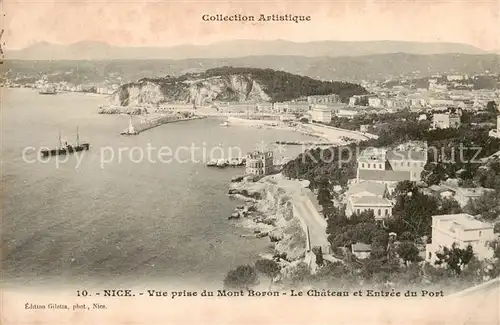 AK / Ansichtskarte 13798718 Nice__06_Nizza Vue prise du Mont Boron Le Chateau et Entree du Port 