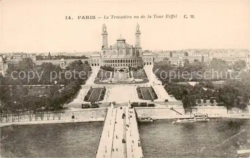 AK / Ansichtskarte 13798751 Paris_75 Le Trocadero vu de la Tour Eiffel 