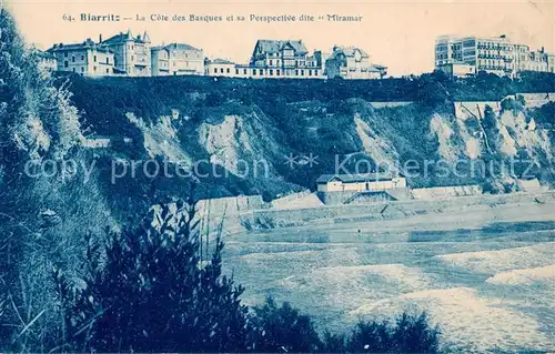 AK / Ansichtskarte 13798753 Biarritz_Pyrenees_Atlantiques La Cote des Basques et sa Perspective dite Miramar Biarritz_Pyrenees