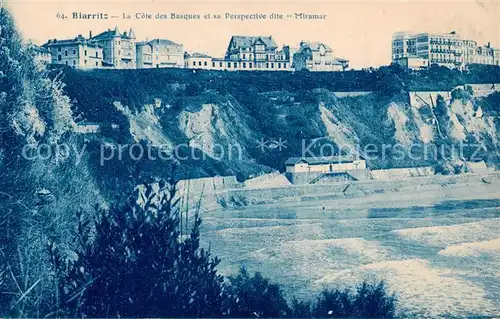 AK / Ansichtskarte  Biarritz_Pyrenees_Atlantiques La Cote des Basques et sa Perspective dite Miramar Biarritz_Pyrenees