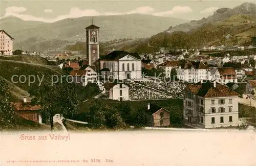 AK / Ansichtskarte Wattwil_SG Ortsansicht mit Kirche 