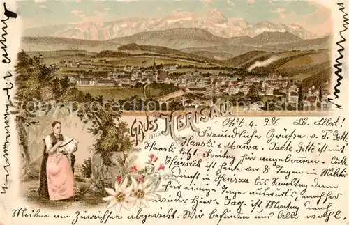 AK / Ansichtskarte Herisau_AR Panorama Alpen Litho Herisau_AR