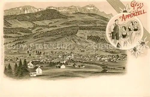AK / Ansichtskarte Appenzell_IR Gesamtansicht mit Alpenpanorama Litho Appenzell IR
