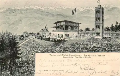 AK / Ansichtskarte Dietikon_ZH Restaurant Chalet Hasenberg Alpen Kuenstlerkarte 