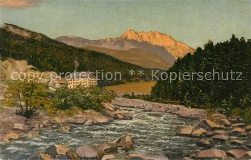 AK / Ansichtskarte St_Moritz_GR Schweizerischer Nationalpark im Unterengadin Abendstimmung am Fuorn Gemaelde von H. Baur Kuenstlerkarte St_Moritz_GR