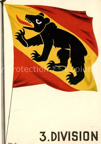 AK / Ansichtskarte Bern_BE Flagge 3. Division Bern_BE