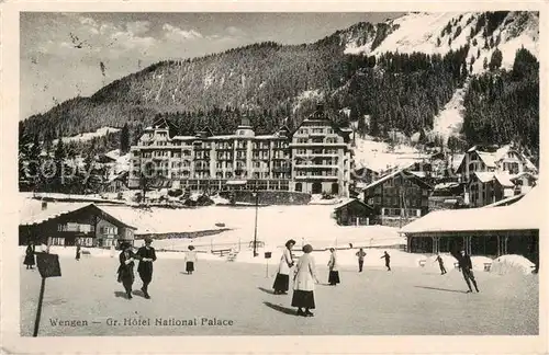 AK / Ansichtskarte Wengen__BE Grand Hotel National Palace Eislaufbahn Berner Alpen 