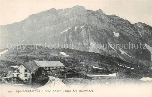 AK / Ansichtskarte Oberkaeseren_Amden_SG Speer Wirtshaus und der Mattstock Appenzeller Alpen Oberkaeseren_Amden_SG