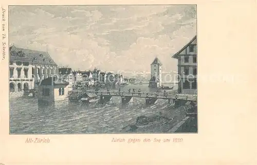 AK / Ansichtskarte Zuerich_ZH Alt Zuerich Blick gegen den See um 1830 Kuenstlerkarte Zuerich_ZH