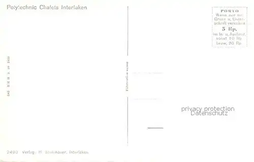 AK / Ansichtskarte Interlaken_BE Polytechnic Chalets Interlaken_BE