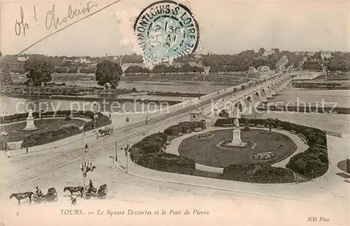 AK / Ansichtskarte Tours_37 Le Square Descartes et le Pont de Pierre 