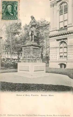 AK / Ansichtskarte 73799087 Boston__Massachusetts_USA Statue of Benjamin Franklin 