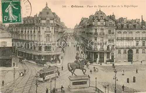 AK / Ansichtskarte Orleans_45_Loiret Place du Martroi et Rue de la Republique 