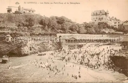 AK / Ansichtskarte Biarritz_Pyrenees_Atlantiques Les Bains au Port Vieux et le Semaphore Biarritz_Pyrenees