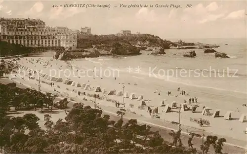 AK / Ansichtskarte Biarritz_Pyrenees_Atlantiques Vue generale de la Grande Plage Biarritz_Pyrenees