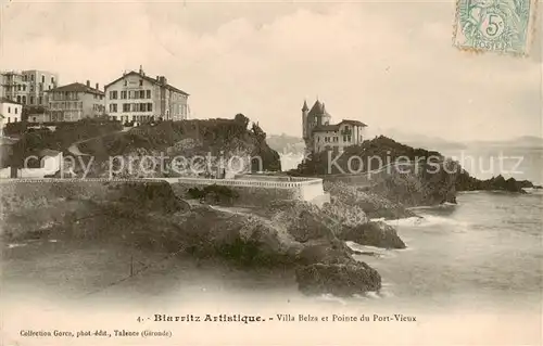 AK / Ansichtskarte Biarritz_Pyrenees_Atlantiques Villa Belza et Pointe du Port Vieux Biarritz_Pyrenees