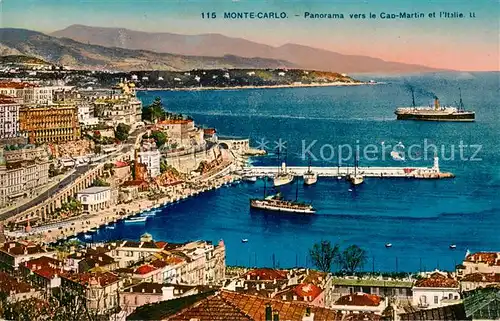 AK / Ansichtskarte  Monte-Carlo_Monaco Panorama vers le Cap Martin et l'Italie 