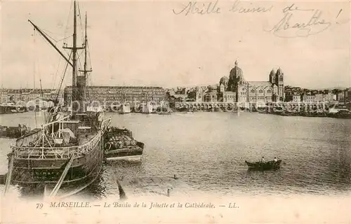 AK / Ansichtskarte Marseille_13 Le Bassin de la Joliette et la Cathedrale 