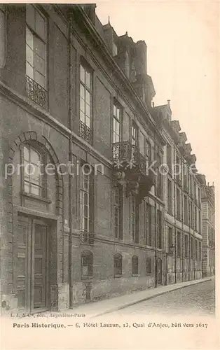 AK / Ansichtskarte Paris_75 Hotel Laurun Quai dAnjou bati vers 1617 