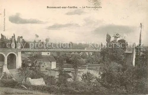 AK / Ansichtskarte Beaumont sur Sarthe Le Pont suspendu Beaumont sur Sarthe