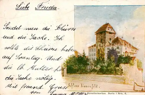 AK / Ansichtskarte Frauenfeld_TG Schloss Kuenstlerkarte 