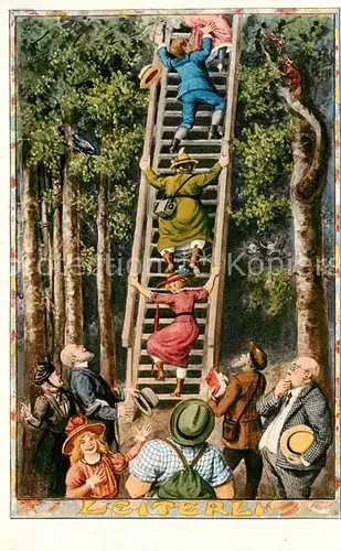 AK / Ansichtskarte Uetliberg_ZH Leiterli Karikaturen Kuenstlerkarte Uetliberg ZH