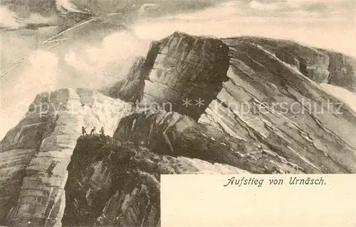 AK / Ansichtskarte Urnaesch_AR Aufstieg in die Berge Kuenstlerkarte Urnaesch_AR