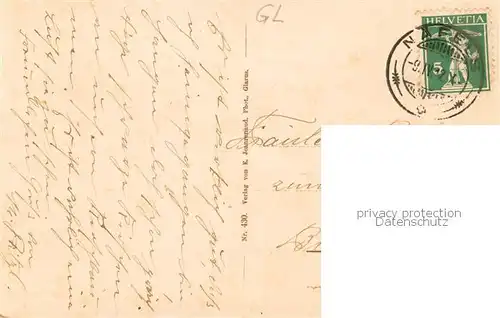 AK / Ansichtskarte Mollis_GL Kirchenplatz Kirche Post Telegraf Frohnalpstock 