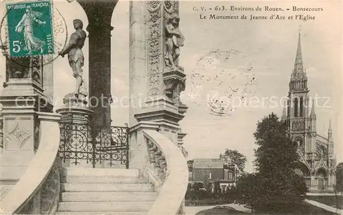 AK / Ansichtskarte Rouen_76 Bonsecours Le Monument de Jeanne dArc et l Eglise 