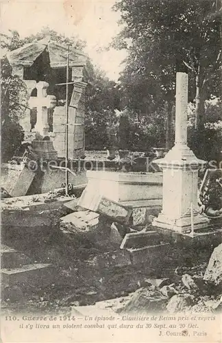 AK / Ansichtskarte Reims_51 Un episode Cimetiere de Reims pris et repris il sy livra un violent combat qui dura du 30 Sept au 20 Oct 