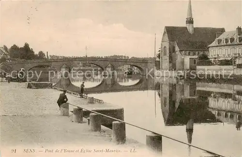 AK / Ansichtskarte Sens_89 Pont de lYonne et Eglise Saint Maurice 