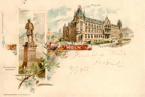 AK / Ansichtskarte 73799686 Koeln__Rhein Bismarck Denkmal Post 