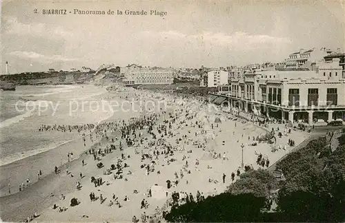 AK / Ansichtskarte Biarritz_Pyrenees_Atlantiques Panorama de la Grande Plage Biarritz_Pyrenees
