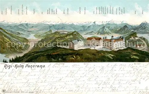 AK / Ansichtskarte Rigi_Kulm Panorama Berghotels Alpenkette Litho Rigi_Kulm