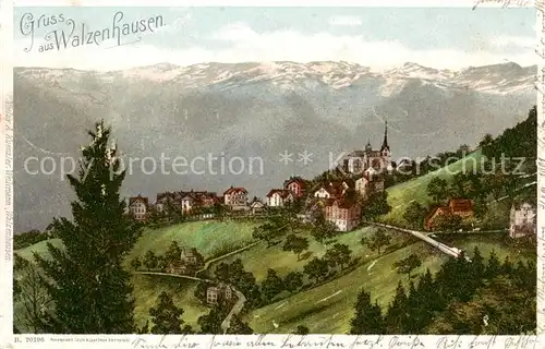 AK / Ansichtskarte Walzenhausen_AR Bergdorf mit Kirche Alpenpanorama Walzenhausen AR