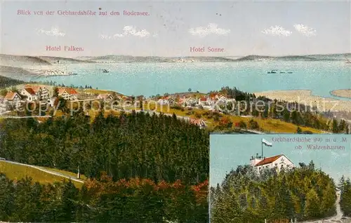 AK / Ansichtskarte Walzenhausen_AR Gebhardshoehe Blick auf den Bodensee Walzenhausen AR