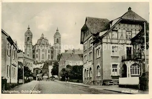 AK / Ansichtskarte  Weingarten_Wuerttemberg Schlossstrasse Hotel Post Basilika Weingarten Wuerttemberg