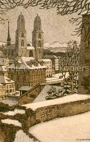 AK / Ansichtskarte Zuerich_ZH Grossmuenster Schlatter Kuenstlerkarte Postkarte Fuer die Jugend zur Bekaempfung der Tuberkulose bei Kindern Zuerich_ZH