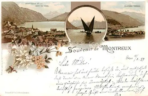 AK / Ansichtskarte Montreux__VD et la Dent du Midi Clarens Vernex Voiles Gerardmer 