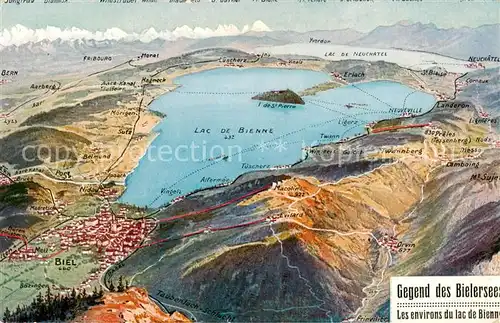 AK / Ansichtskarte Bielersee Panoramakarte Bielersee