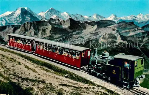 AK / Ansichtskarte Rothorn_Kulm Brienzer Rothorn Bahn mit Eiger Moench Jungfrau und Breithorn Rothorn Kulm