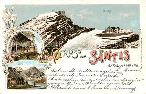 AK / Ansichtskarte Saentis_2504m_AR Wildkirchli Seealpsee 
