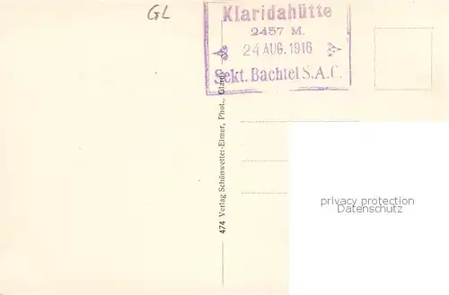 AK / Ansichtskarte Claridenhuette_2457m_Toedi_GL mit Glaernischkette 