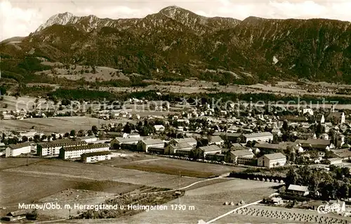 AK / Ansichtskarte  Murnau_Staffelsee Fliegeraufnahme mit Herzogstand und Heimgarten Murnau_Staffelsee