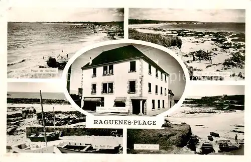 AK / Ansichtskarte Raguenes_Finistere_Region Plage de Kercanic Hotel Pierre Guillou Le Petit Port Le Port et lIle Plage et Point Raspico 