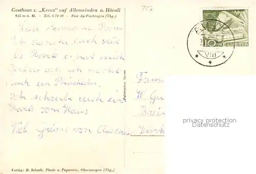 AK / Ansichtskarte Allenwinden Gasthaus zum Kreuz am Hoernli Landschaftspanorama Allenwinden